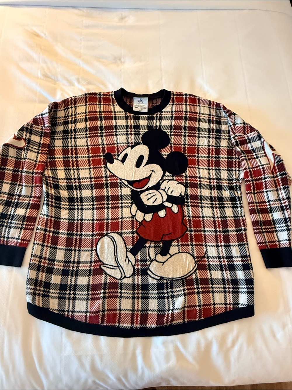 Disney Spirit Jersey Disneyland Resort Plaid Mickey Mouse Embroidered Size Large